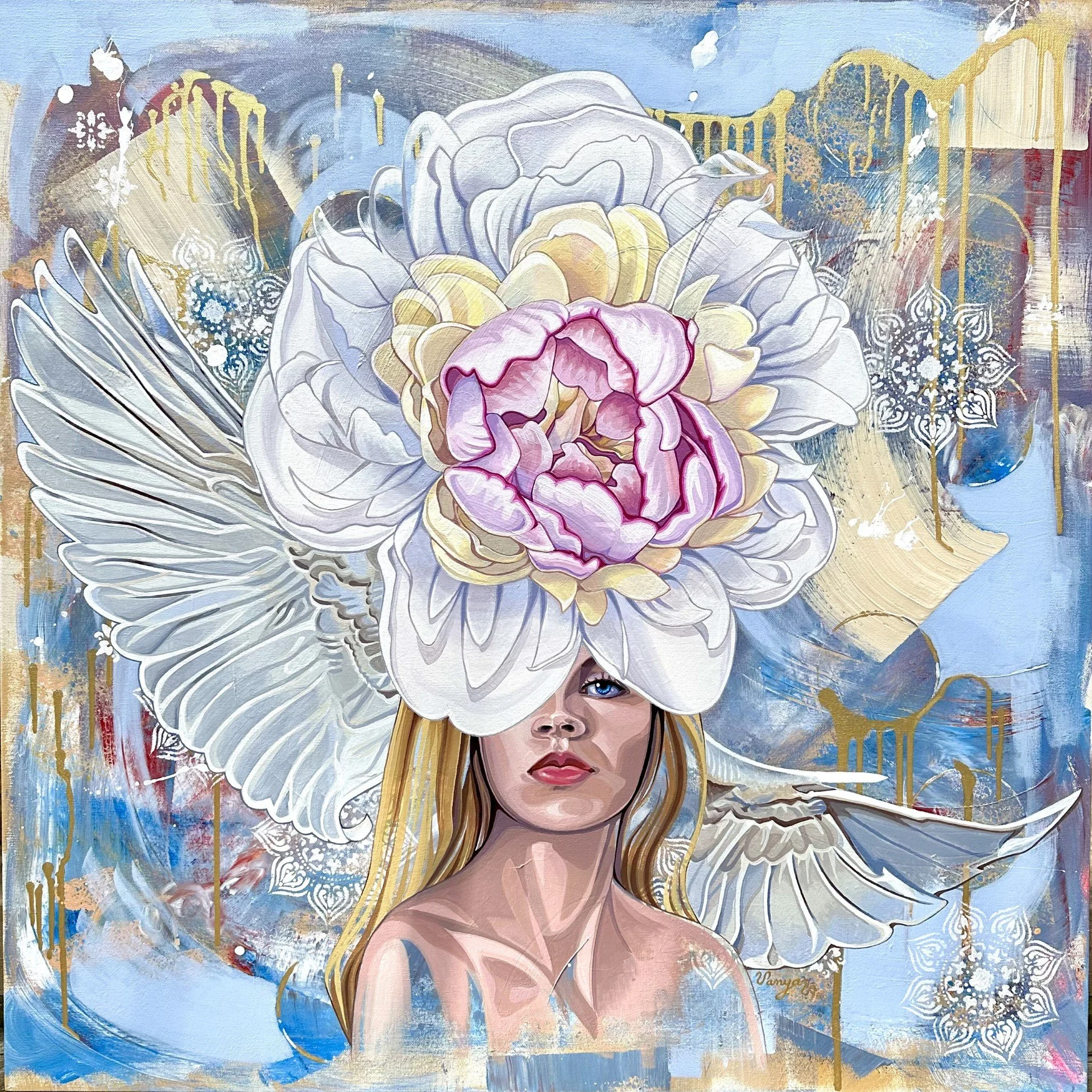 Multi Layer Textured/Designer Floral Combination Art by Vanya Ryan